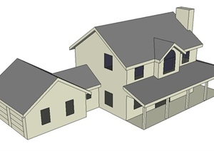 某住宅建筑外围框架设计SU(草图大师)模型