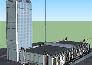 某现代商务中心以及家居广场综合建筑设计SU(草图大师)模型
