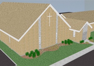 现代风格基督教堂建筑设计SU(草图大师)模型