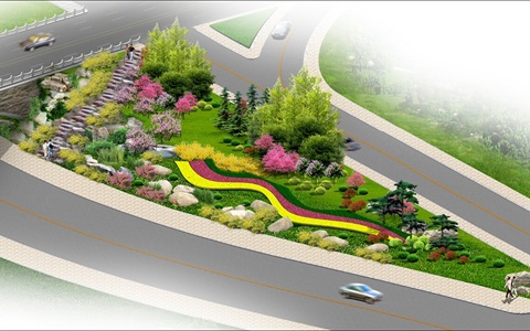 滨河大道匝道口景观绿化设计