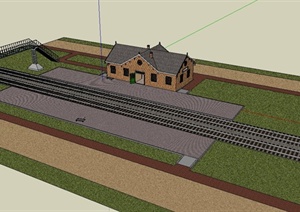 某火车站台建筑设计SU(草图大师)模型
