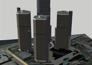 通用汽车总部办公楼建筑SU(草图大师)模型