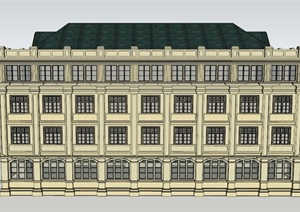 某欧式五层教学楼建筑设计SU(草图大师)模型