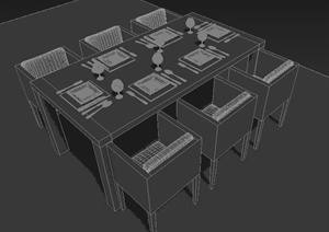 中式六人餐桌3dmax模型