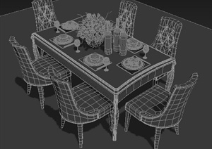 欧式六人餐桌3dmax模型