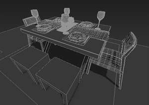 现代中式餐桌3dmax模型