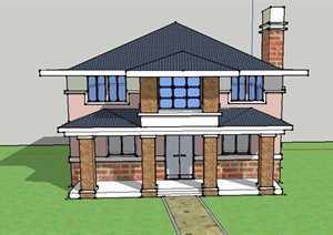 某两层居民住宅建筑设计SU(草图大师)模型