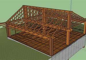 某温室建筑木框架SU(草图大师)模型