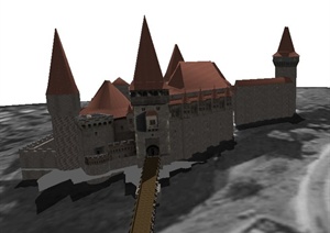 英式古建城堡建筑设计SU(草图大师)模型