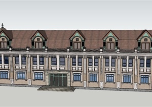 某欧式两层阁楼式办公建筑设计SU(草图大师)模型