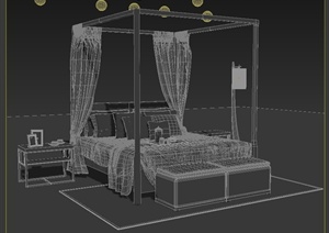 一张中式床设计MAX模型