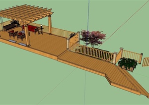 一个庭院平台设计SU(草图大师)模型
