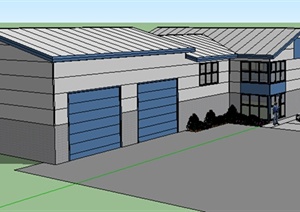 简单两层自建带车库住宅建筑设计SU(草图大师)模型