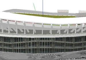 现代棒球体育场建筑设计SU(草图大师)模型