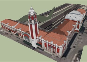 欧式风格多层商业街道建筑设计SU(草图大师)模型