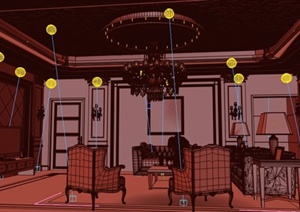 某欧式住宅空间室内客厅装饰设计3DMAX模型