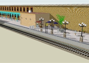 某火车站站台景观设计SU(草图大师)模型
