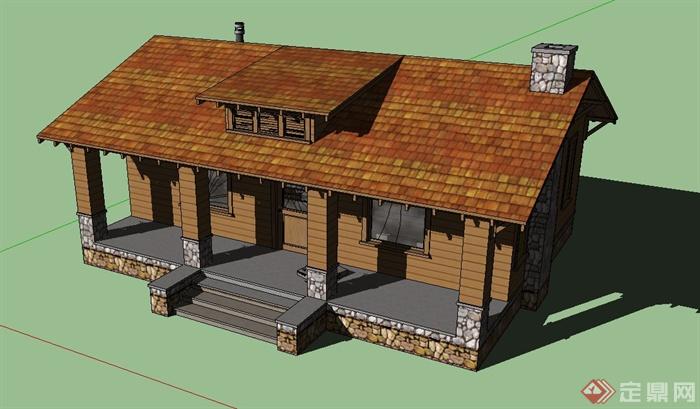 某单层破旧居住屋建筑设计SU模型(1)