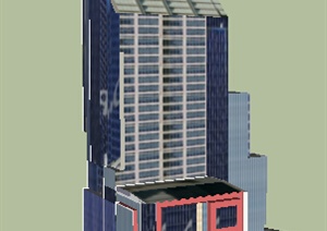 现代城市临街高层办公建筑设计SU(草图大师)模型