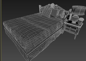室内欧式床及床头柜3DMAX模型