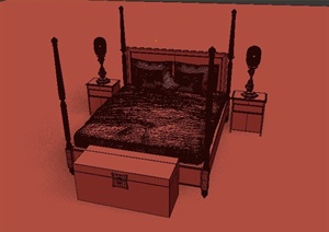 现代某住宅空间家具床设计3DMAX模型