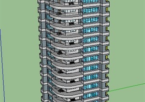 一栋高层公寓建筑设计SU(草图大师)模型