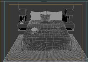 室内装饰现代床及床头柜3DMAX模型