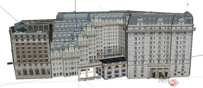 欧式风格星级酒店建筑设计SU模型(1)