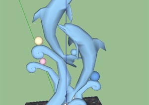 园林景观海豚雕塑SU(草图大师)模型