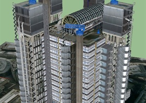 英国劳埃德大厦建筑设计SU(草图大师)模型