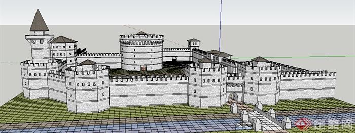 欧式城堡建筑设计SU模型(2)
