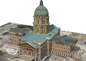 堪萨斯州议会大厦建筑设计SU(草图大师)模型