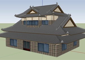 日式风格民居住宅建筑设计SU(草图大师)模型