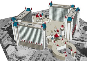拉斯维加斯神将赌场建筑设计SU(草图大师)模型