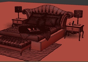 某欧式室内空间家具床设计3DMAX模型