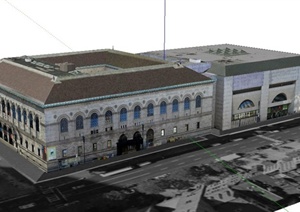 波士顿公共图书馆建筑设计SU(草图大师)模型