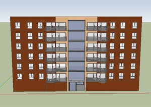 某六层校园宿舍建筑设计SU(草图大师)模型