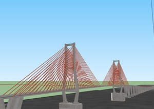 某段高速公路高架桥设计SU(草图大师)模型