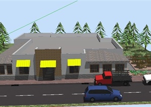某乡村餐厅建筑设计SU(草图大师)模型