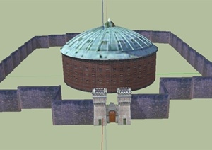 某欧式圆形教堂建筑设计SU(草图大师)模型