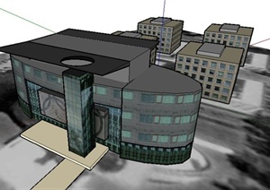 某欧式多层规划式办公建筑设计SU(草图大师)模型