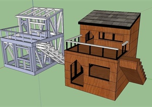 一个狗屋建筑设计SU(草图大师)模型