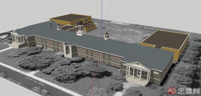 某个欧式学校建筑设计SU模型(1)