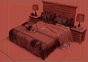 一张中式床设计3DMAX模型1