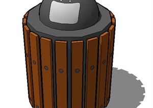 一个圆桶行垃圾桶设计SU(草图大师)模型