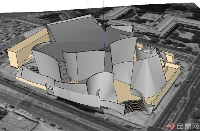 迪斯尼音乐厅建筑设计SU模型(1)