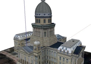 国外某欧式风格议会大厦建筑设计SU(草图大师)模型