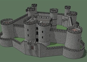 古欧式城堡建筑设计SU(草图大师)模型