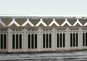现代多层棒球体育场建筑设计SU(草图大师)模型