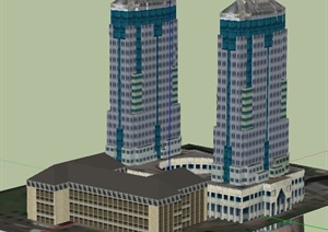 现代高层商业办公综合建筑设计SU(草图大师)模型